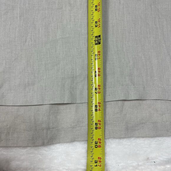 Ellen Tracy Tan 100% Linen Tunic Sm Lagenlook Boho Roll Tab Sleeve Quiet Luxury - Picture 11 of 12